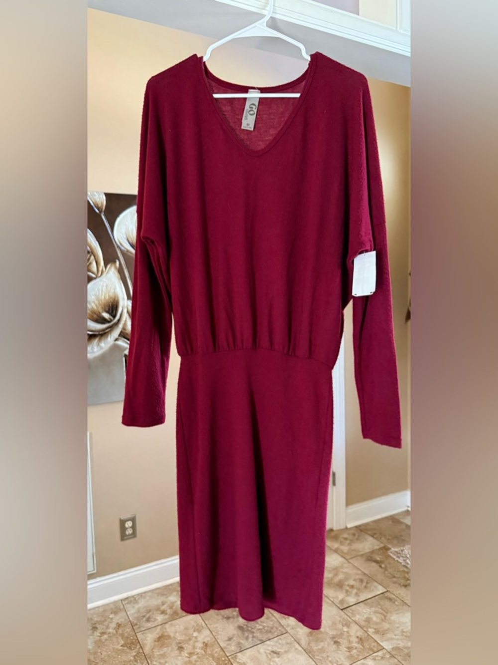 Go Couture Wine Red V-Neck Knit Top